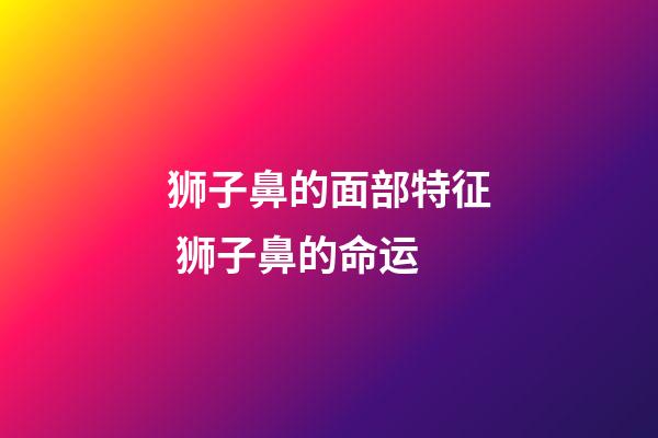 狮子鼻的面部特征 狮子鼻的命运